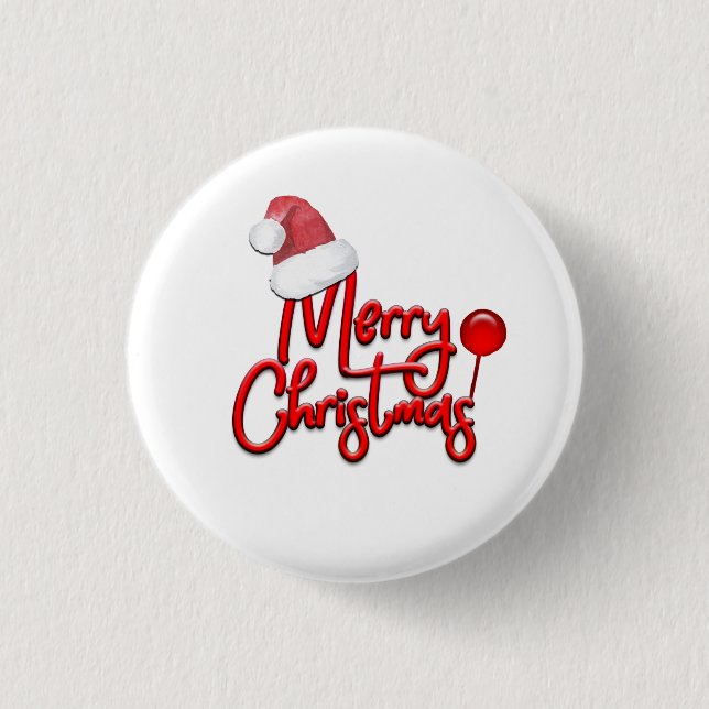 Frohe Weihnachts-Text Santa Cap Button (Vorderseite)