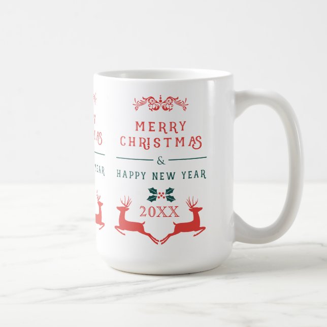 Frohe Weihnachts-Textgestaltung und Reindeer Kaffeetasse (Rechts)