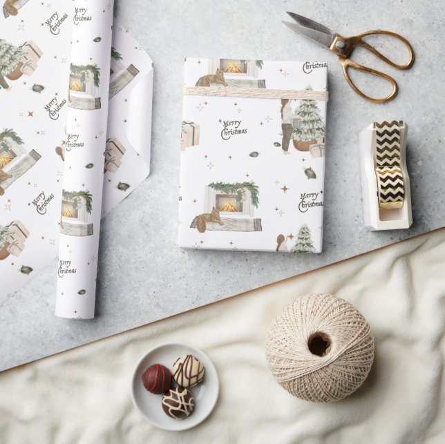 Frohe Weihnachts Thema Szene neutrale Pine Geschen Geschenkpapier (Kunsthandwerk)
