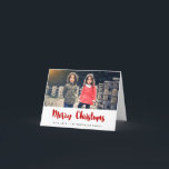 Frohe Weihnachts trendige Rote Schriftart Familie  Feiertagskarte<br><div class="desc">Eine moderne Pinsel-Schriftart-Typografie für diese personalisierbare Ferienfotokartensammlung.</div>