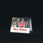 Frohe Weihnachts trendige Rote Schriftart Familie  Feiertagskarte<br><div class="desc">Eine moderne Pinsel-Schriftart-Typografie für diese personalisierbare Ferienfotokartensammlung.</div>