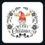 Frohe Weihnachts-Troll Weihnachtsgottesdienst Quadratischer Aufkleber<br><div class="desc">Fantastisches Weihnachtsdesign mit einem Gnome mit Anlern und Feenleuchten mit der Aufschrift: "Frohe Weihnachten". Ideal für alle, die Weihnachts- und Weihnachtsfeiern Lieben.</div>