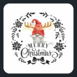 Frohe Weihnachts-Troll Weihnachtsgottesdienst Quadratischer Aufkleber<br><div class="desc">Fantastisches Weihnachtsdesign mit einem Gnome mit Anlern und Feenleuchten mit der Aufschrift: "Frohe Weihnachten". Ideal für alle,  die Weihnachts- und Weihnachtsfeiern Lieben.</div>