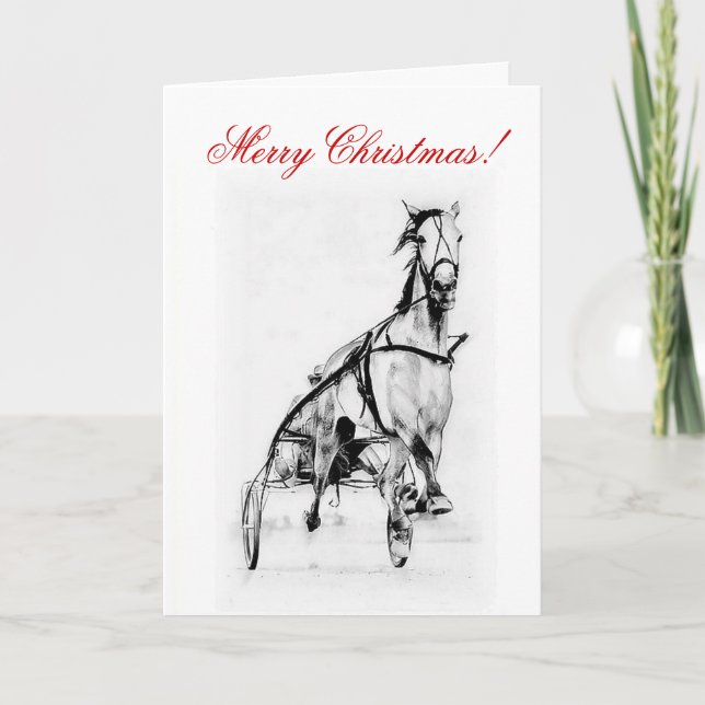 Frohe Weihnachts Trotter Pferderennen Karte (Vorderseite)