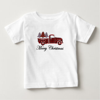 Frohe Weihnachts Truck Cheetah Trees Baby T-shirt