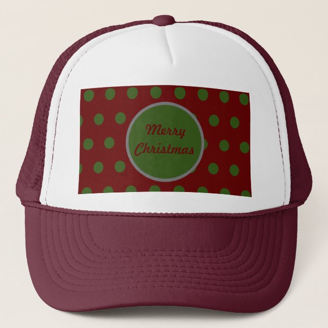 Frohe Weihnachts Trucker Hat (Maroon & Hunter Gree Truckerkappe (Vorderseite)