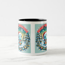 Frohe Weihnachts-Turtle Gruß-Tasse Zweifarbige Tasse