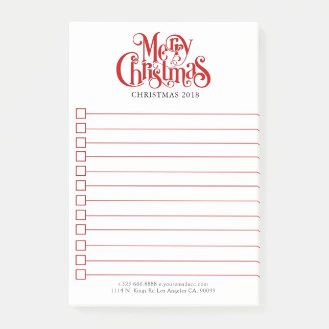 Frohe Weihnachts Typografie Design Post-it Klebezettel (Vorderseite)