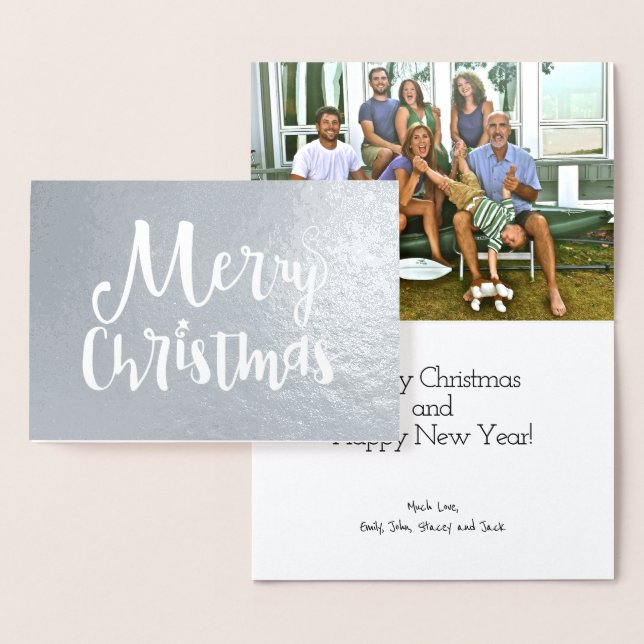 Frohe Weihnachts-Typografie-Foto Folienkarte (Anzeige)