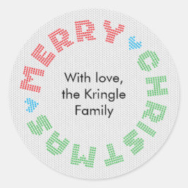 Frohe Weihnachts Typografie Holiday Wreath Runder Aufkleber