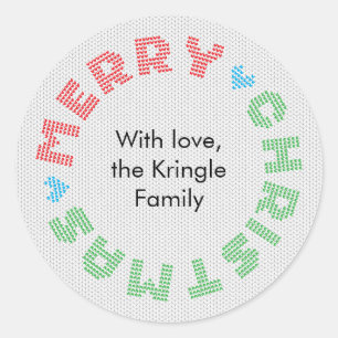 Frohe Weihnachts Typografie Holiday Wreath Runder Aufkleber