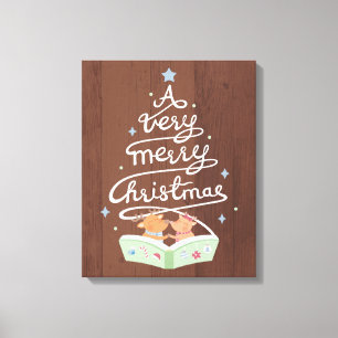 Frohe Weihnachts Typografie Rentiers Canvas Print Leinwanddruck