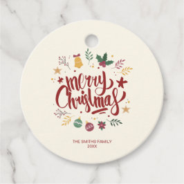 Frohe Weihnachts Typografie Text Geschenketiketten Geschenkanhänger