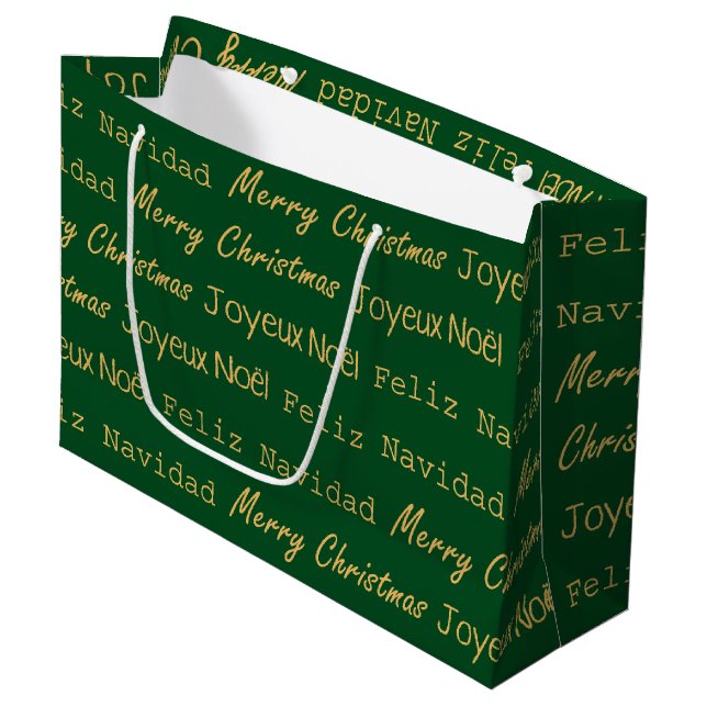 Frohe Weihnachts Typografie Weihnachten Navidad Go Große Geschenktüte (Vorderseite Schrägansicht)
