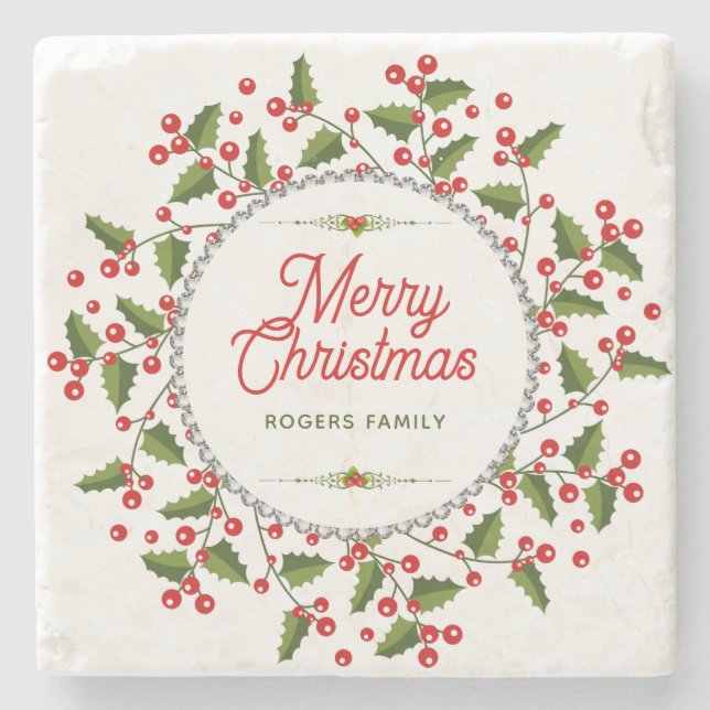 Frohe Weihnachts-Typografie & Weihnachtsfeier Steinuntersetzer (Vorderseite)