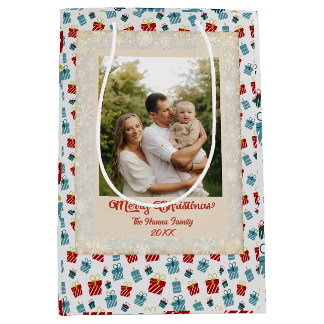 Frohe Weihnachts- und Neujahrsgeschenkmuster Mittlere Geschenktüte (Vorderseite)
