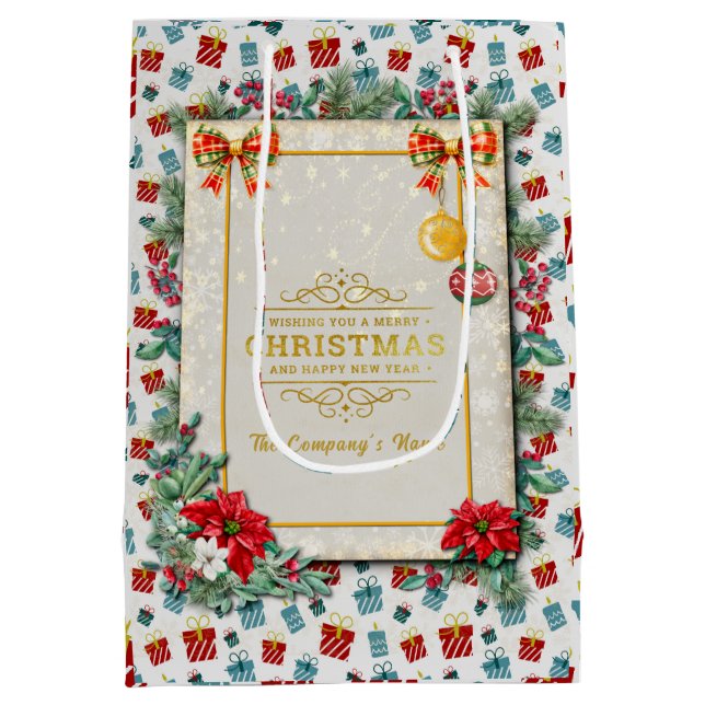 Frohe Weihnachts- und Neujahrsgeschenkmuster Mittlere Geschenktüte (Rückseite)
