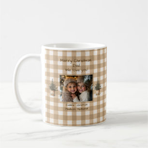 Frohe Weihnachts-Vater Rustic Brown Gingham Foto Kaffeetasse