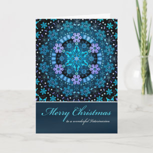 Frohe Weihnachts-Veterinär, Blue Boho Schneeflocke Feiertagskarte
