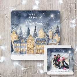 Frohe Weihnachts-Village Star Familienname Karte