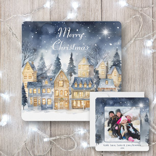 Frohe Weihnachts-Village Star Familienname Karte