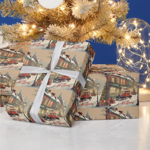 Frohe Weihnachts-Vintag-Stadträte Geschenkpapier