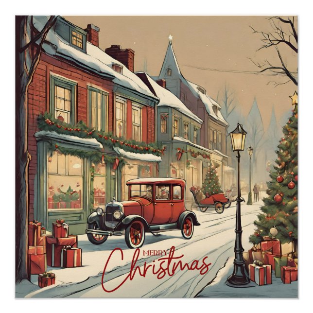 Frohe Weihnachts-Vintag-Stadträte Poster (Vorderseite)