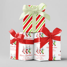 Frohe Weihnachts Wasserfarbe Strümpfe Custom Geschenkpapier Set