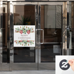 Frohe Weihnachts Wasserfarbe Winter Blume Name Fensteraufkleber