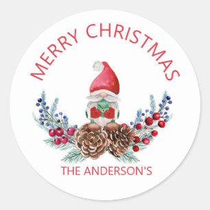 Frohe Weihnachts Wasserfarbengenom Runder Aufkleber