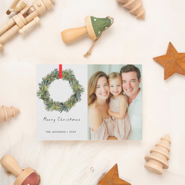 Frohe Weihnachts-Wasserfarbenkranz Feiertagskarte (Von Creator hochgeladen)