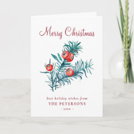 Frohe Weihnachts Watercolor Red Yew Berries Card Karte