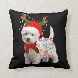 Frohe Weihnachts-Weihnachten-Westie-Hunde-Rentier- Kissen