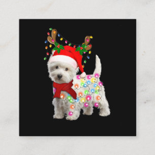 Frohe Weihnachts-Weihnachten-Westie-Hunde-Rentier- Quadratische Visitenkarte