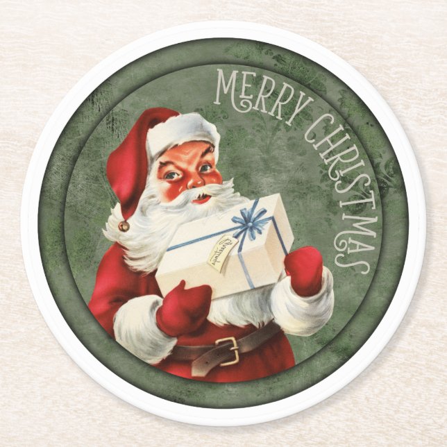 Frohe Weihnachts-Weihnachts-Rundpapier-Untersetzer Runder Pappuntersetzer (Vorderseite)