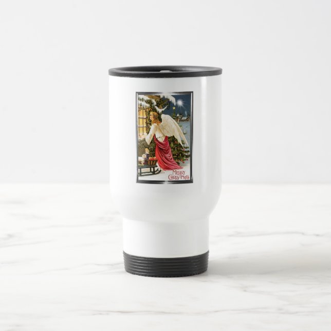 Frohe Weihnachts Weihnachts Weihnachtsangel Design Reisebecher (Mittel)