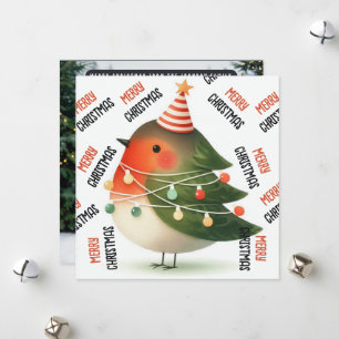 Frohe Weihnachts-Weihnachtsbeleuchtung Robinbaum Feiertagskarte
