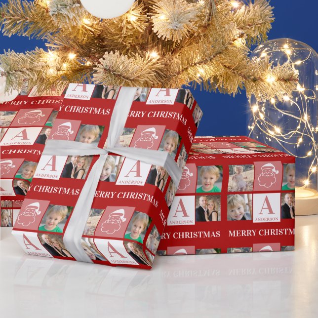 Frohe Weihnachts-Weihnachtsfeier 4 Fotos Geschenkpapier (Feiertage)
