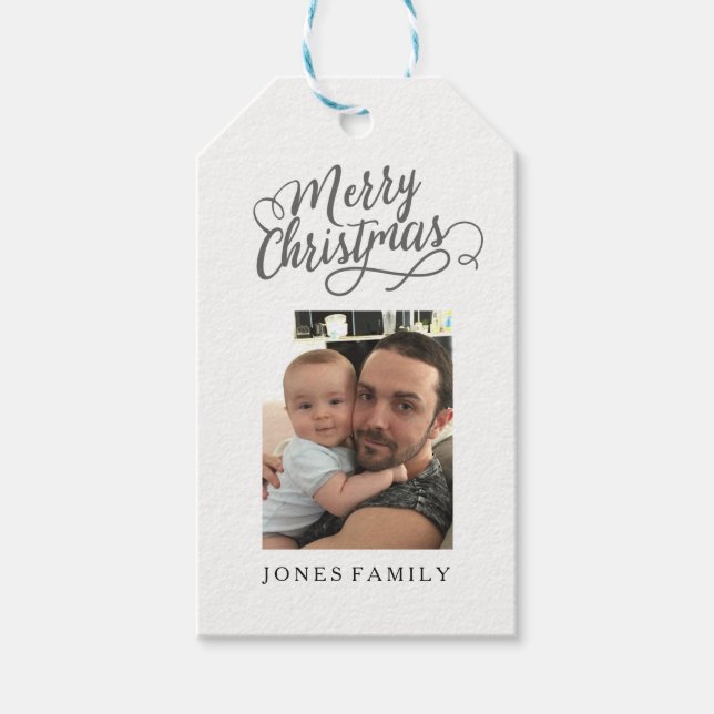 Frohe Weihnachts-Weihnachtsmann-Foto Geschenkanhänger (Vorderseite)
