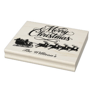 Frohe Weihnachts-Weihnachtsmann mit Namen Gummistempel