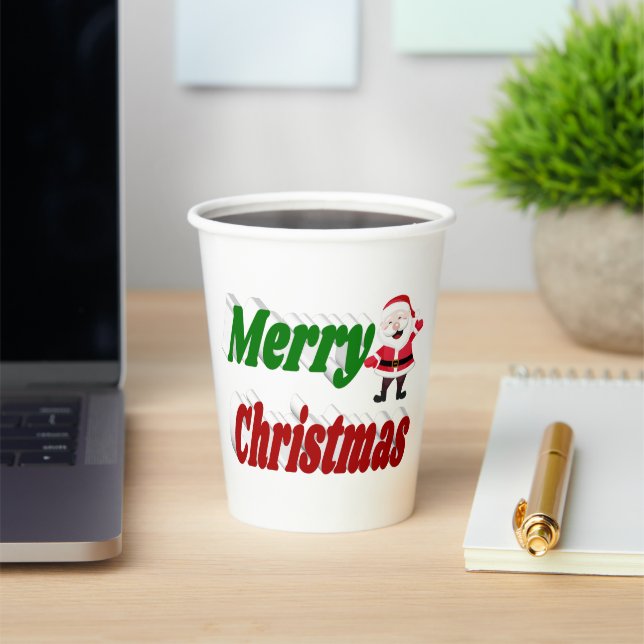 Frohe Weihnachts-Weihnachtsmann-Typografie Pappbecher (InSitu)