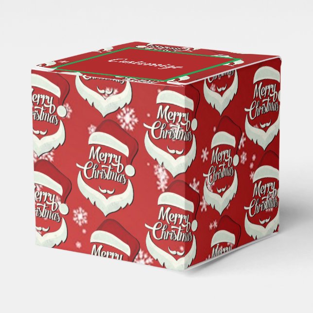 Frohe Weihnachts-Weihnachtsmannmütze Cube Geschenkschachtel (Vorderseite)