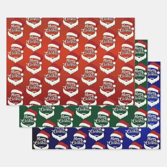 Frohe Weihnachts-Weihnachtsmannmütze Muster Geschenkpapier Set (Set)
