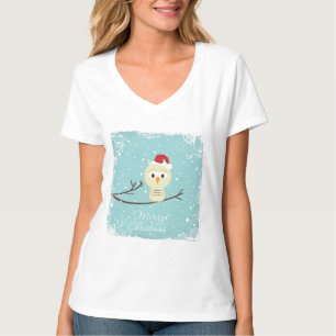 Frohe Weihnachts-Weihnachtsmannmütze Owl T-Shirt