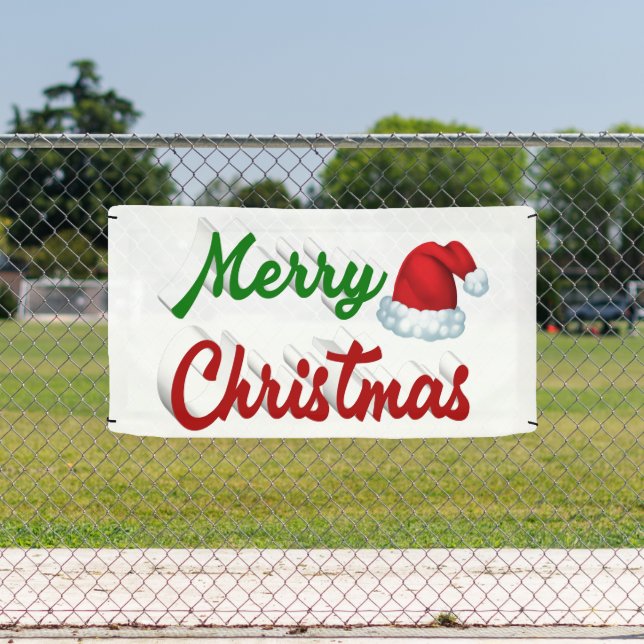 Frohe Weihnachts-Weihnachtsmannmütze Rot-Grün-Skri Banner (Insitu)