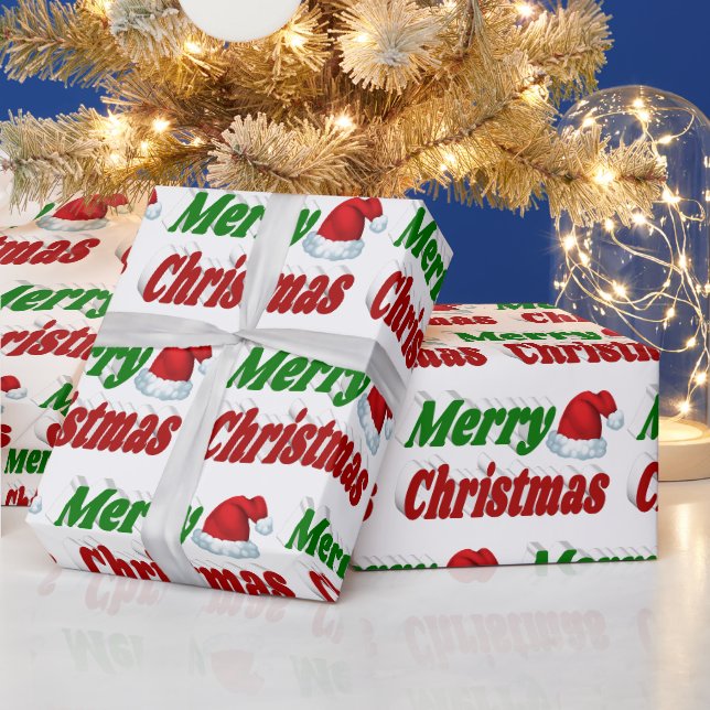 Frohe Weihnachts-Weihnachtsmannmütze rot-grüne Typ Geschenkpapier (Feiertage)