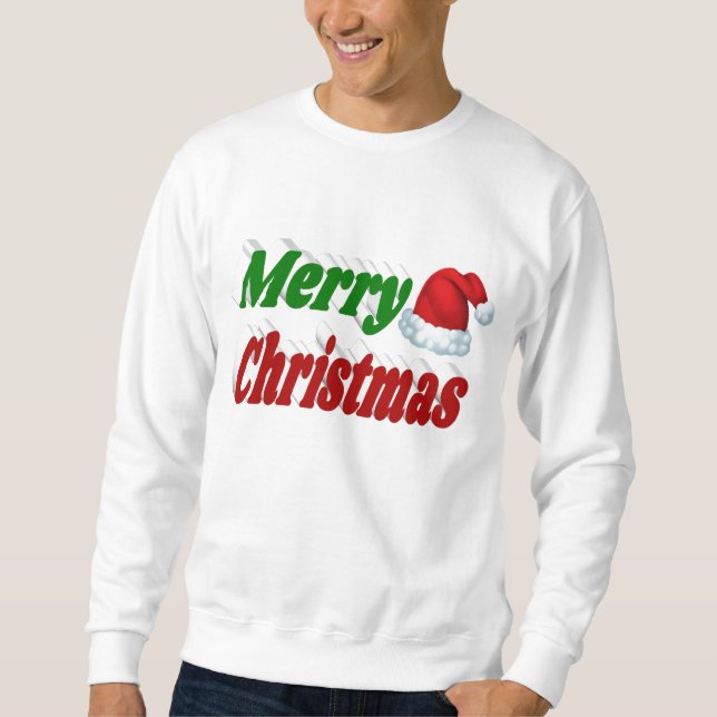 Frohe Weihnachts-Weihnachtsmannmütze rot-grüne Typ Sweatshirt (Vorderseite)