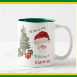 Frohe Weihnachts-Weihnachtsmannmütze Tree Golf Bal Zweifarbige Tasse