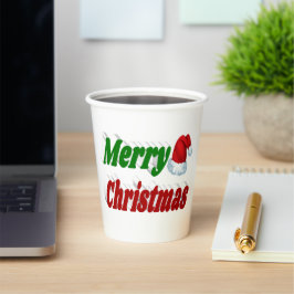 Frohe Weihnachts-Weihnachtsmannmütze Typografie Pappbecher