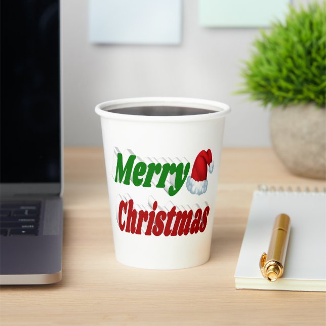 Frohe Weihnachts-Weihnachtsmannmütze Typografie Pappbecher (InSitu)